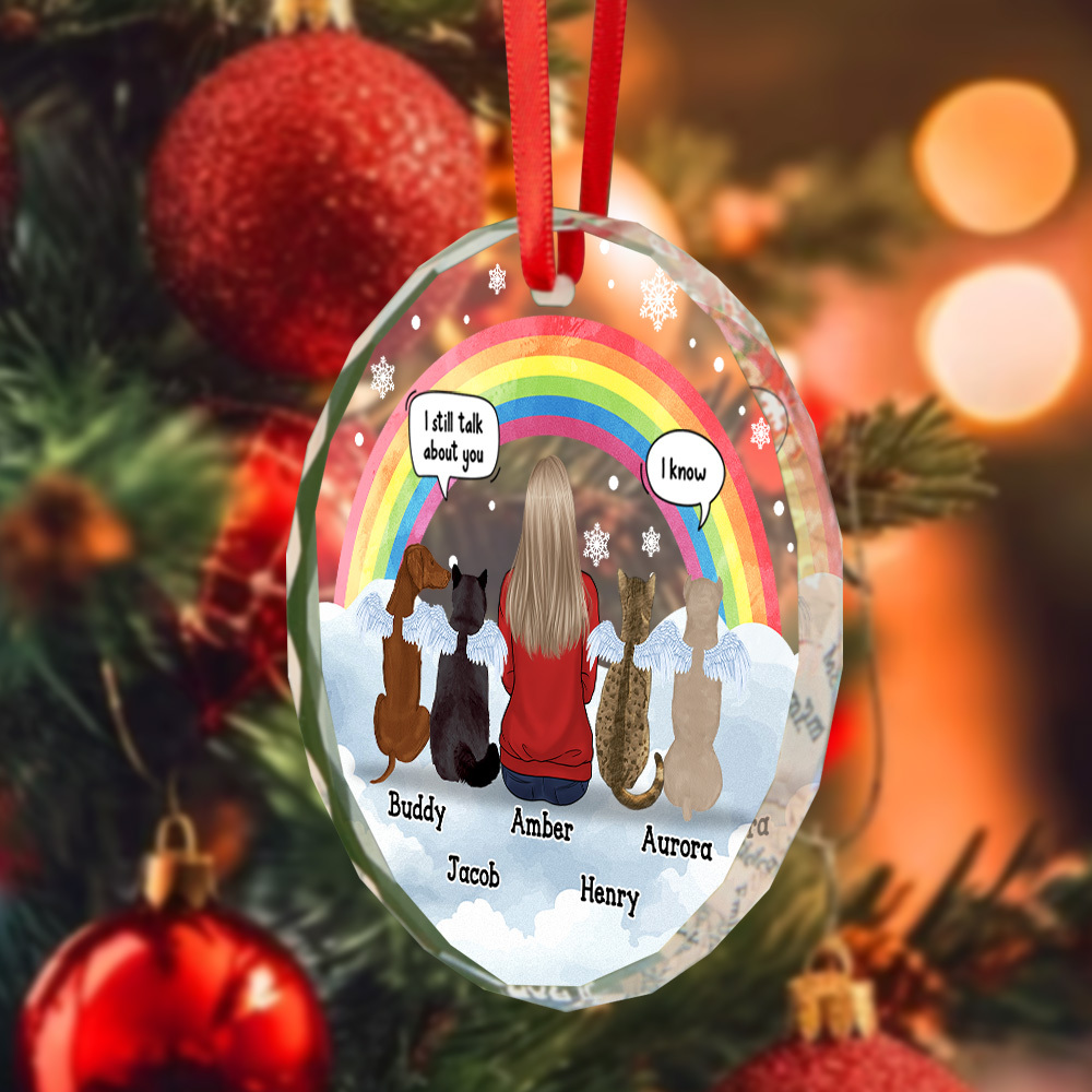 Memorial Sympathy Gift for Pet Owners, Pet Lovers Always Keep You In My Heart - Memorial Personalized Custom Circle Glass Ornament