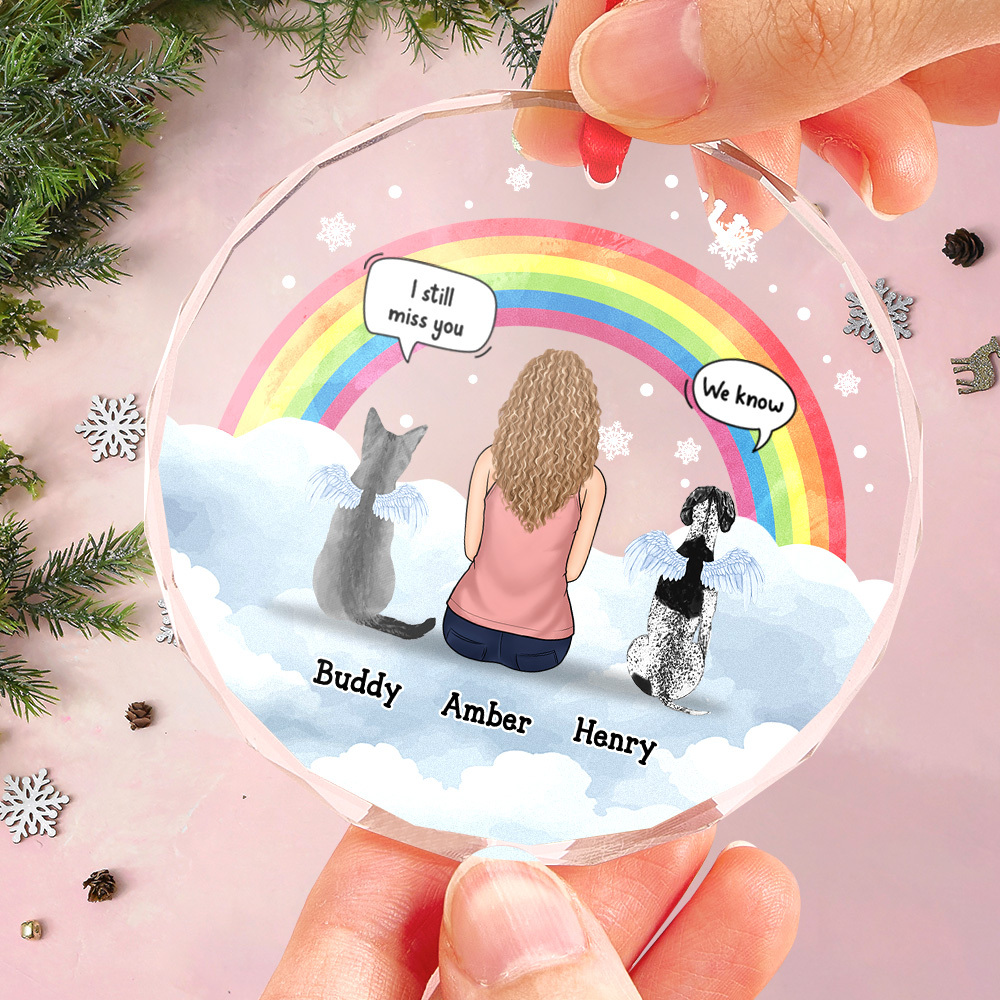 Memorial Sympathy Gift for Pet Owners, Pet Lovers Always Keep You In My Heart - Memorial Personalized Custom Circle Glass Ornament