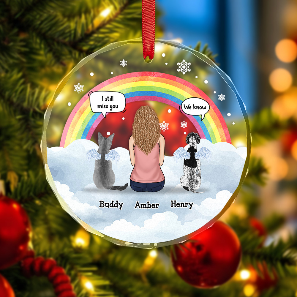 Memorial Sympathy Gift for Pet Owners, Pet Lovers Always Keep You In My Heart - Memorial Personalized Custom Circle Glass Ornament