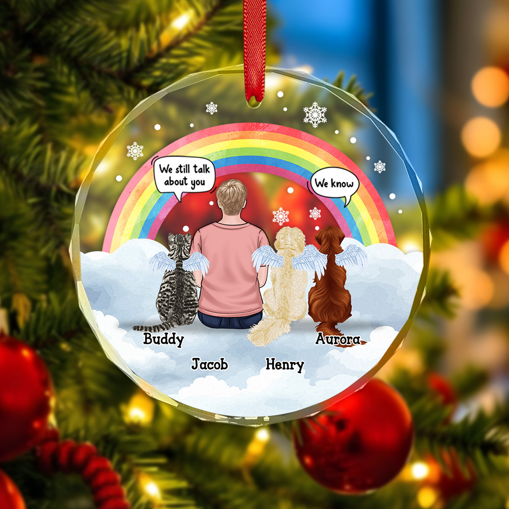 Memorial Sympathy Gift for Pet Owners, Pet Lovers Always Keep You In My Heart - Memorial Personalized Custom Circle Glass Ornament