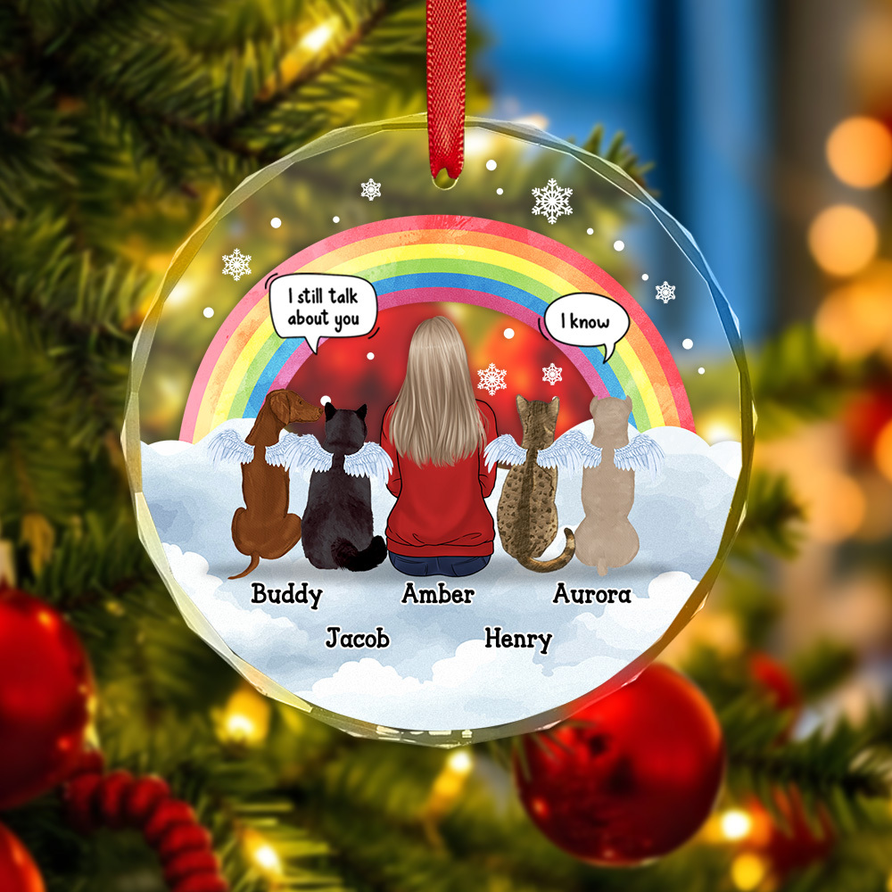 Memorial Sympathy Gift for Pet Owners, Pet Lovers Always Keep You In My Heart - Memorial Personalized Custom Circle Glass Ornament