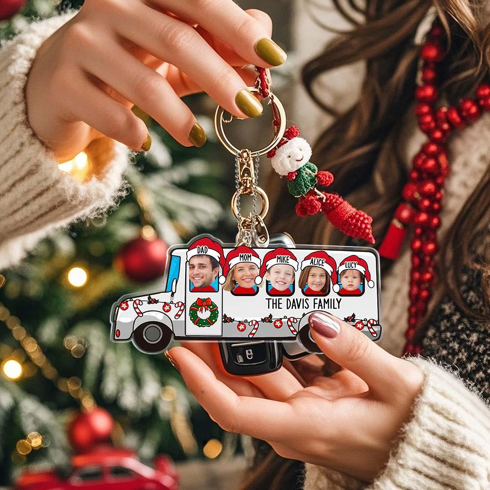 Custom Photo Family Christmas Acrylic Ornament, Personalized Family Name Ornament, Car Ornament, Gift For Christmas Family, Keepsake 2024