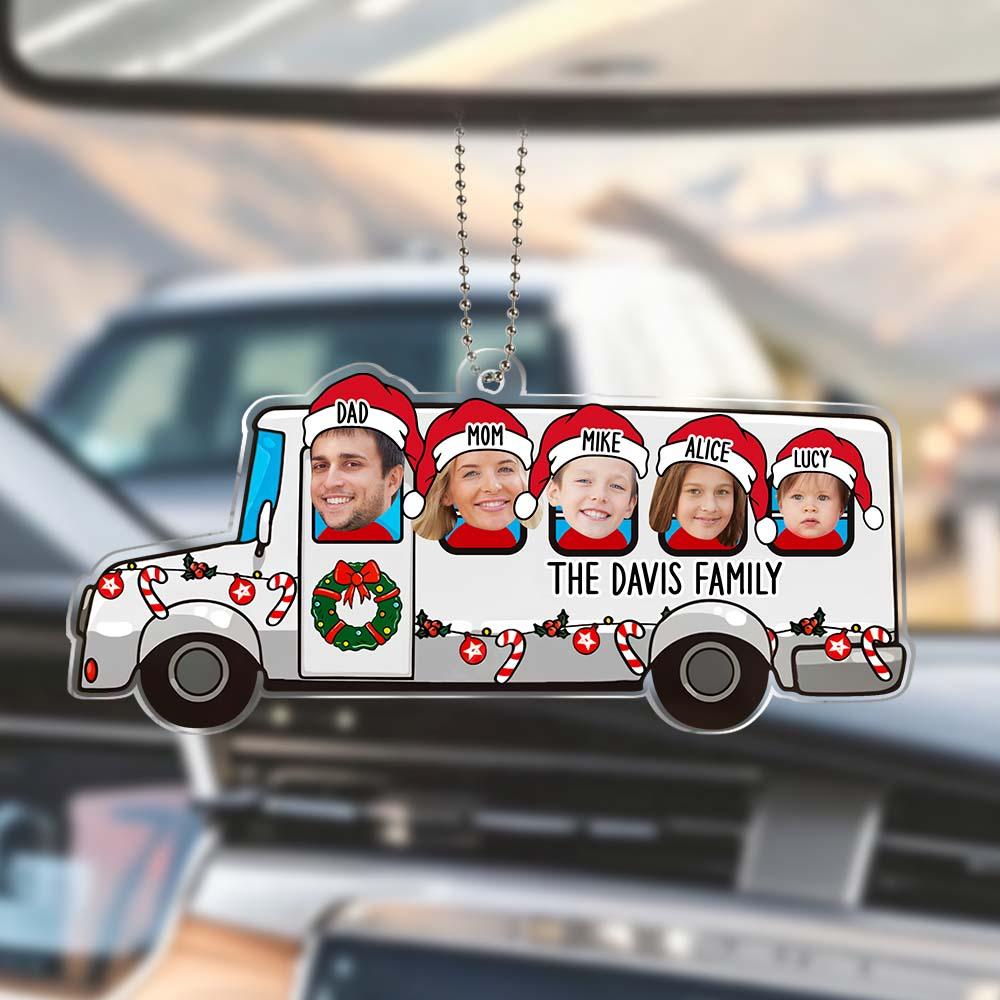 Custom Photo Family Christmas Acrylic Ornament, Personalized Family Name Ornament, Car Ornament, Gift For Christmas Family, Keepsake 2024