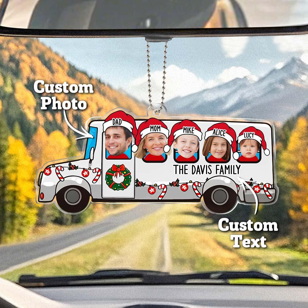 Custom Photo Family Christmas Acrylic Ornament, Personalized Family Name Ornament, Car Ornament, Gift For Christmas Family, Keepsake 2024