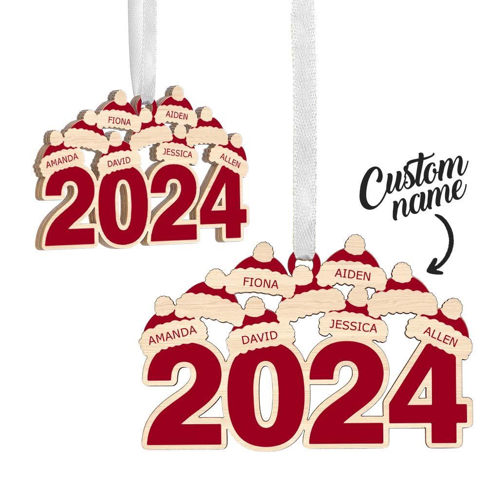 Custom Christmas Hat Year Wooden Hanging Ornament