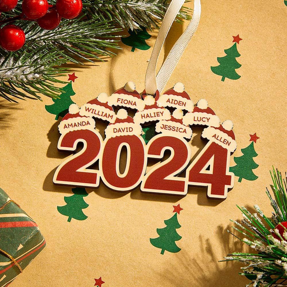 Custom Christmas Hat Year Wooden Hanging Ornament