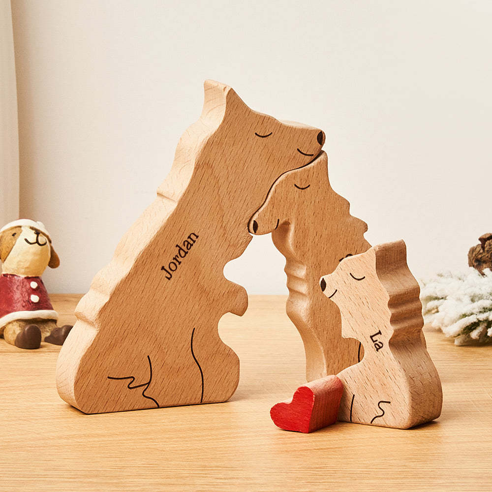 Custom Names Wooden Wolf Family Puzzle Home Decor Christmas Gifts	 - myphotowallet