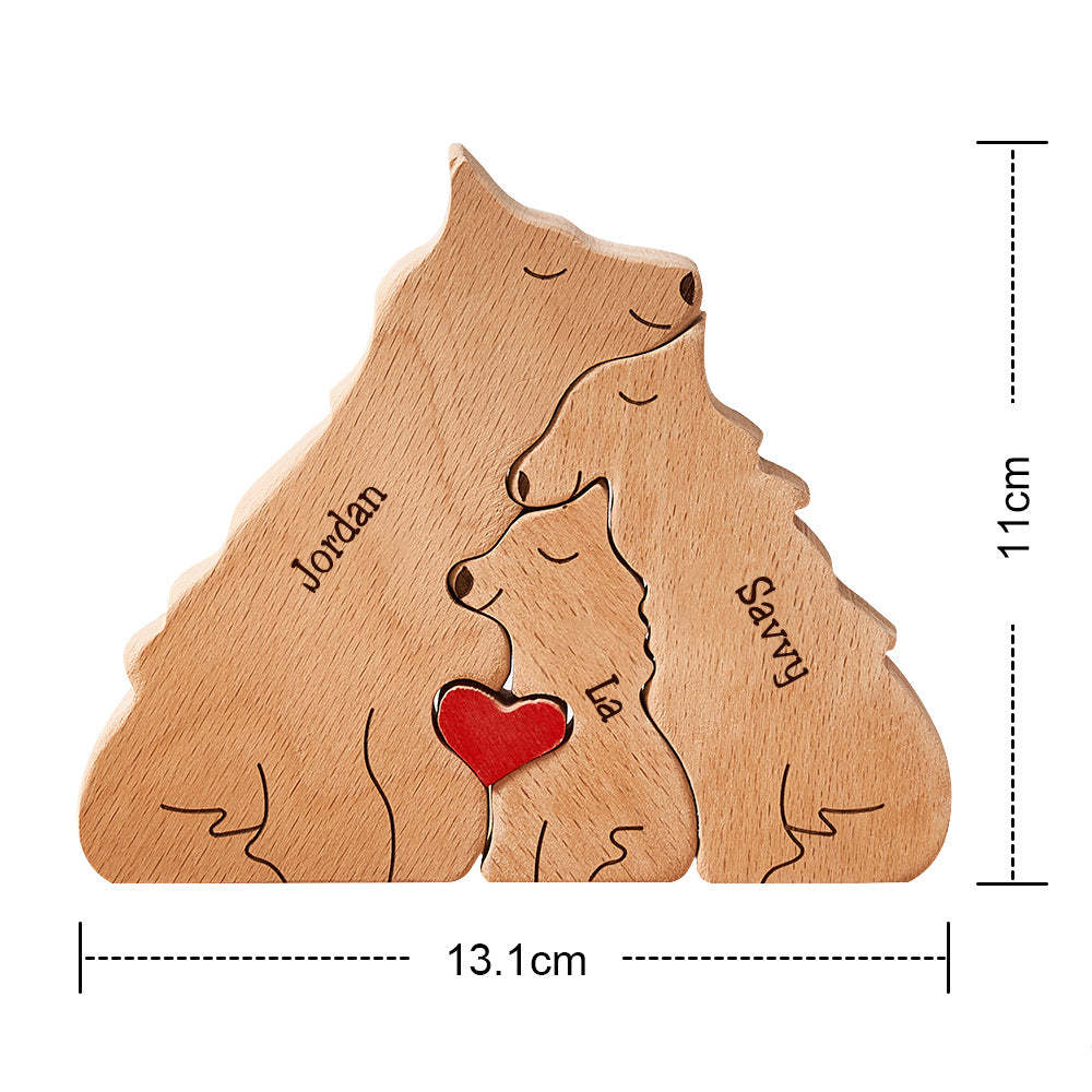 Custom Names Wooden Wolf Family Puzzle Home Decor Christmas Gifts	 - myphotowallet