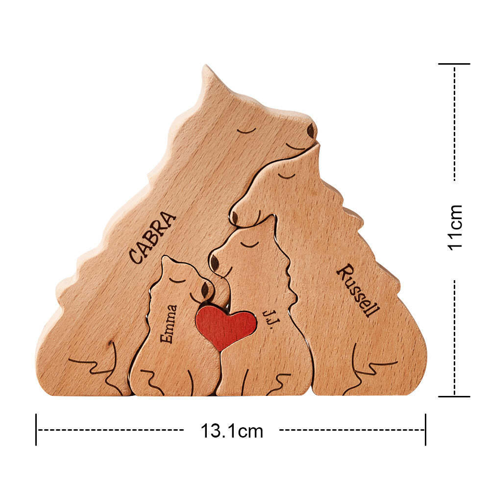 Custom Names Wooden Wolf Family Puzzle Home Decor Christmas Gifts	 - myphotowallet