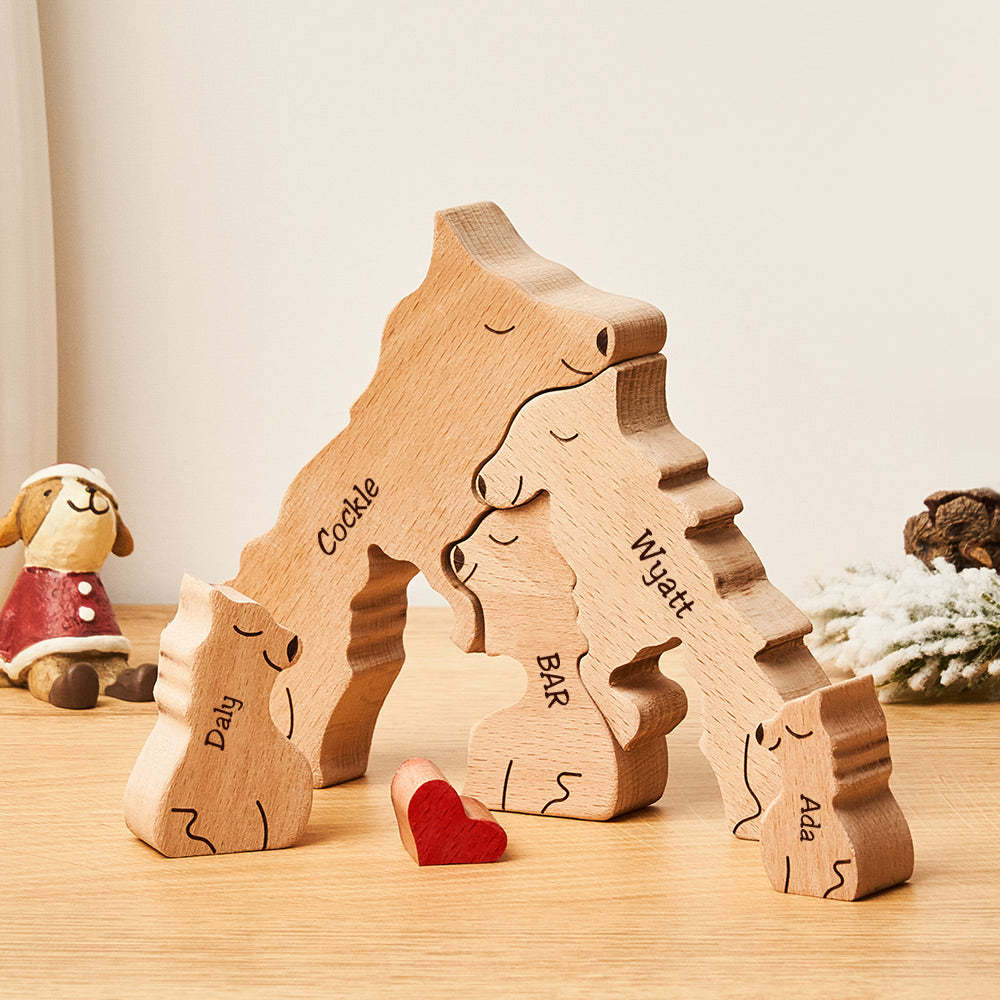 Custom Names Wooden Wolf Family Puzzle Home Decor Christmas Gifts	 - myphotowallet