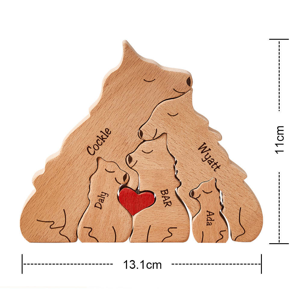 Custom Names Wooden Wolf Family Puzzle Home Decor Christmas Gifts	 - myphotowallet