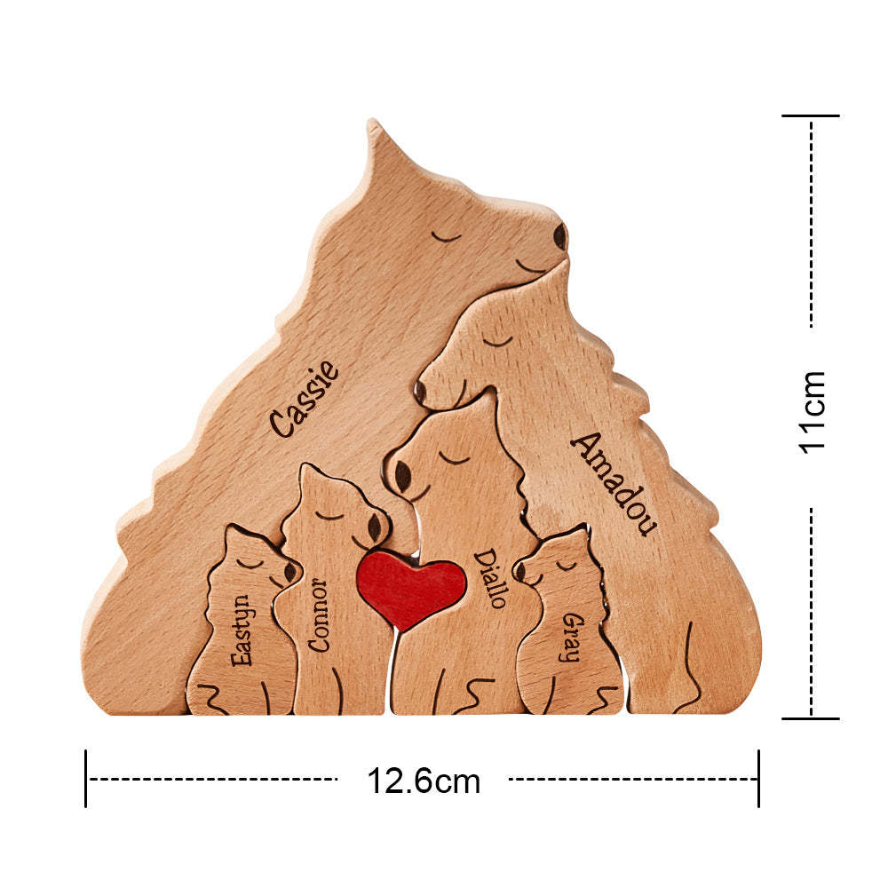 Custom Names Wooden Wolf Family Puzzle Home Decor Christmas Gifts	 - myphotowallet