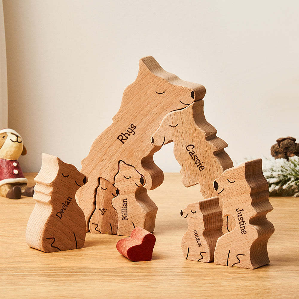 Custom Names Wooden Wolf Family Puzzle Home Decor Christmas Gifts	 - myphotowallet