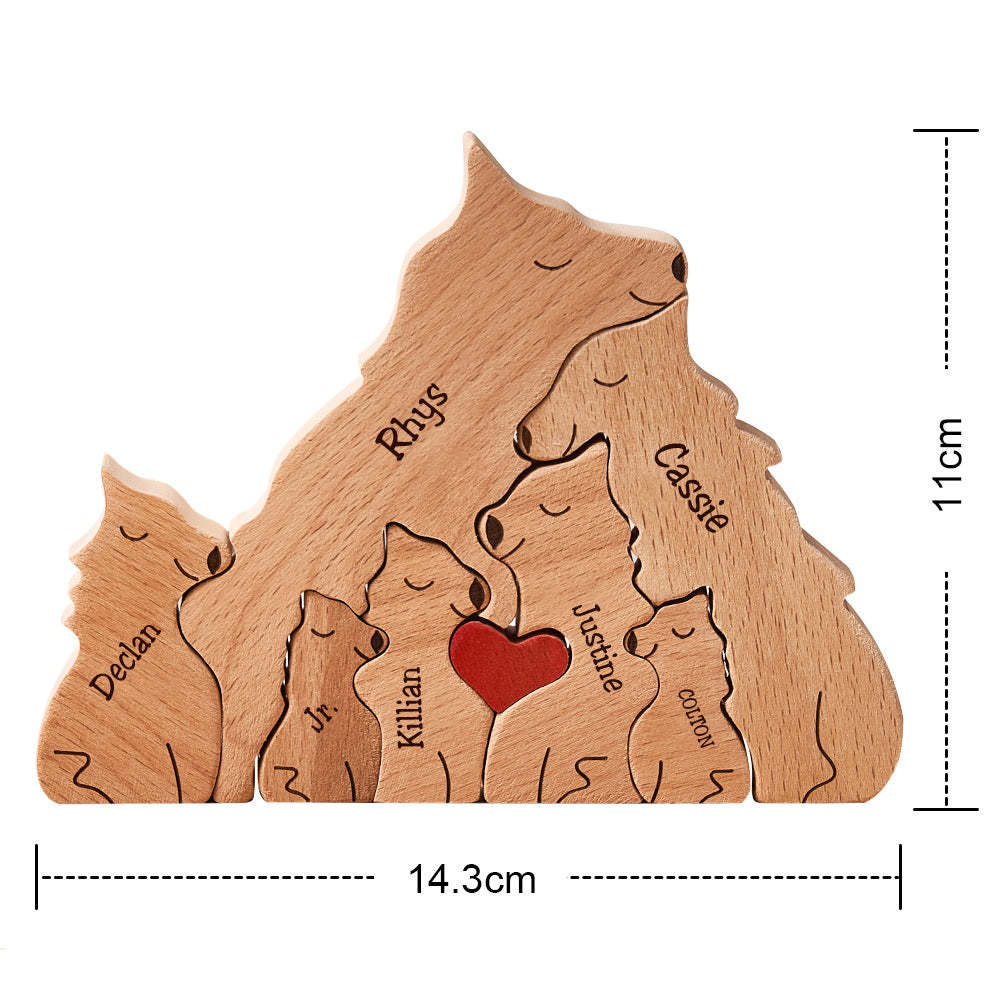 Custom Names Wooden Wolf Family Puzzle Home Decor Christmas Gifts	 - myphotowallet