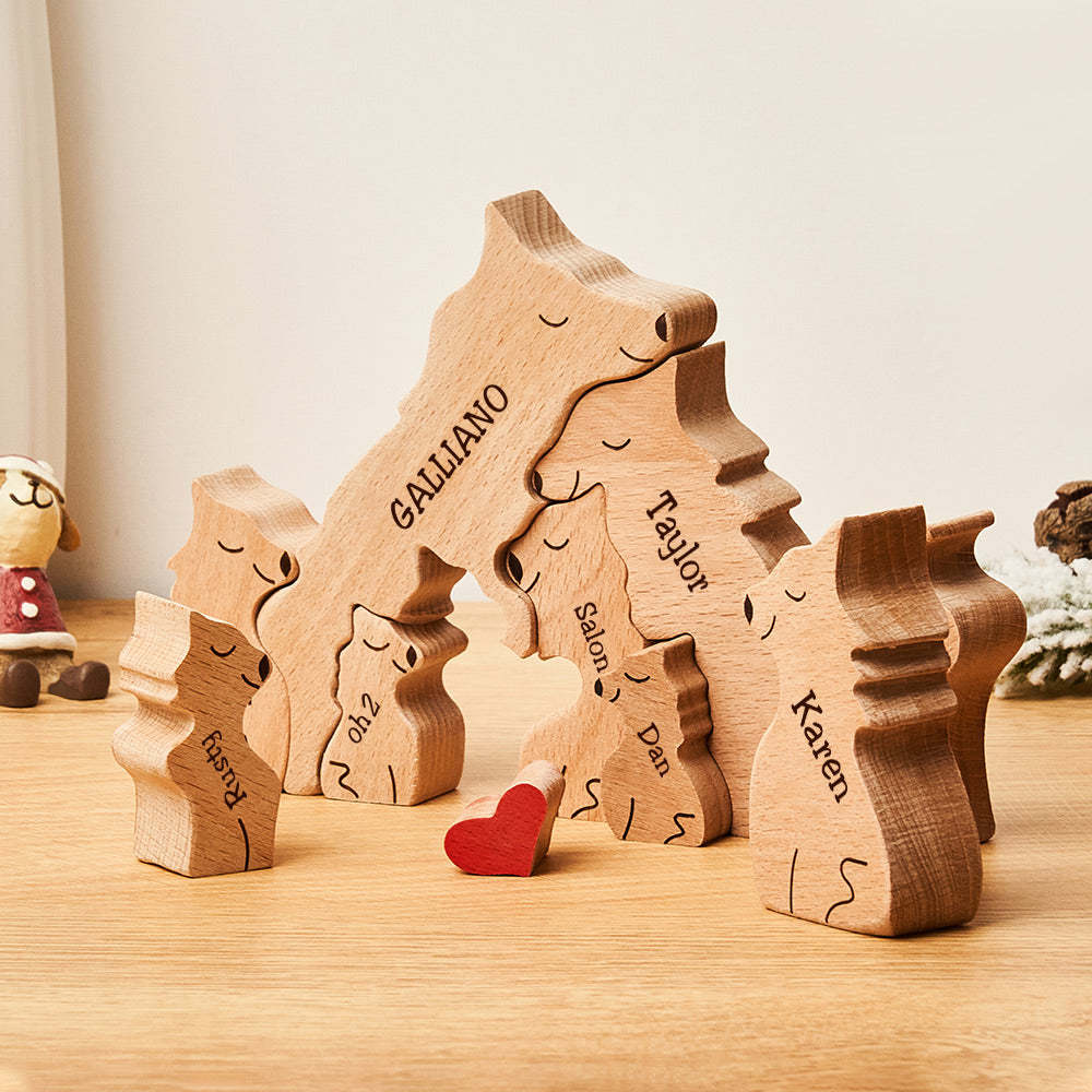 Custom Names Wooden Wolf Family Puzzle Home Decor Christmas Gifts	 - myphotowallet