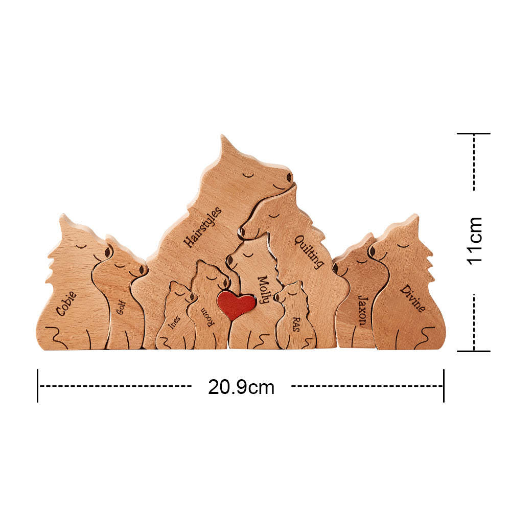 Custom Names Wooden Wolf Family Puzzle Home Decor Christmas Gifts	 - myphotowallet