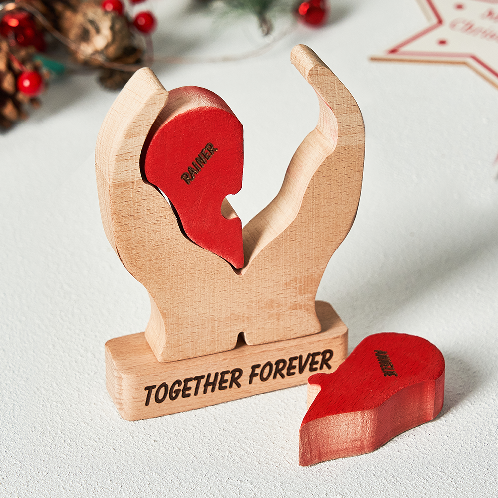 Custom Names Wooden Heart Family Puzzle Home Decor Christmas Gifts - NameNecklace - myphotowallet
