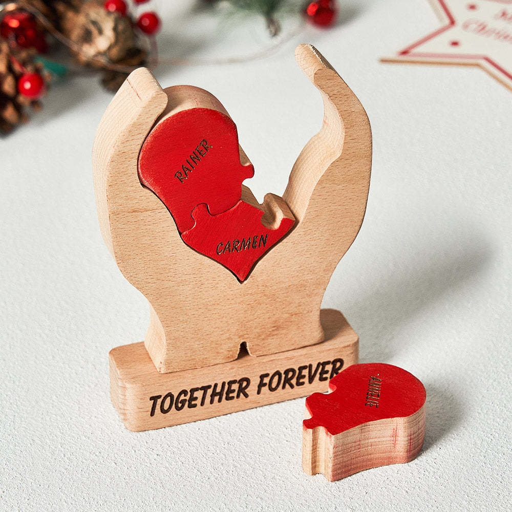 Custom Names Wooden Heart Family Puzzle Home Decor Christmas Gifts - NameNecklace - myphotowallet