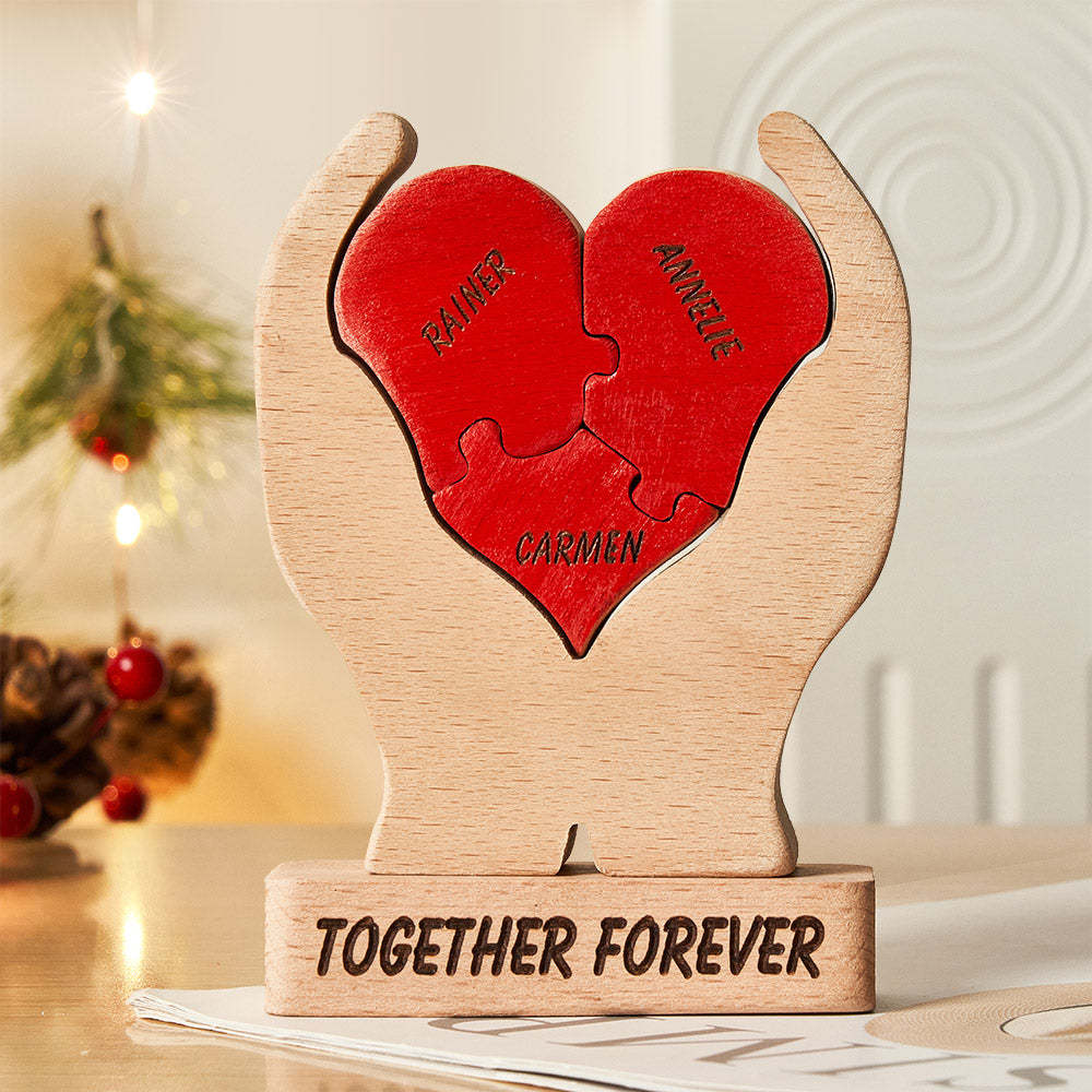 Custom Names Wooden Heart Family Puzzle Home Decor Christmas Gifts - NameNecklace - myphotowallet