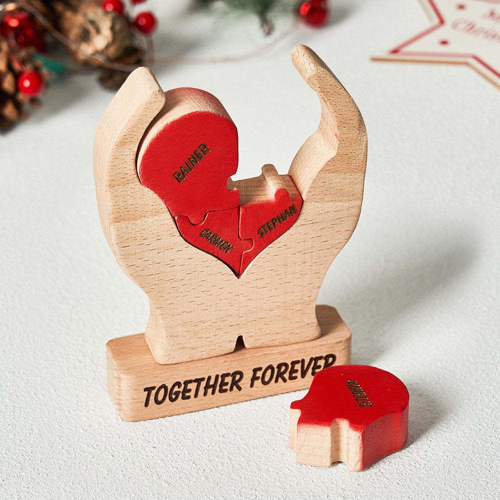 Custom Names Wooden Heart Family Puzzle Home Decor Christmas Gifts - NameNecklace - myphotowallet