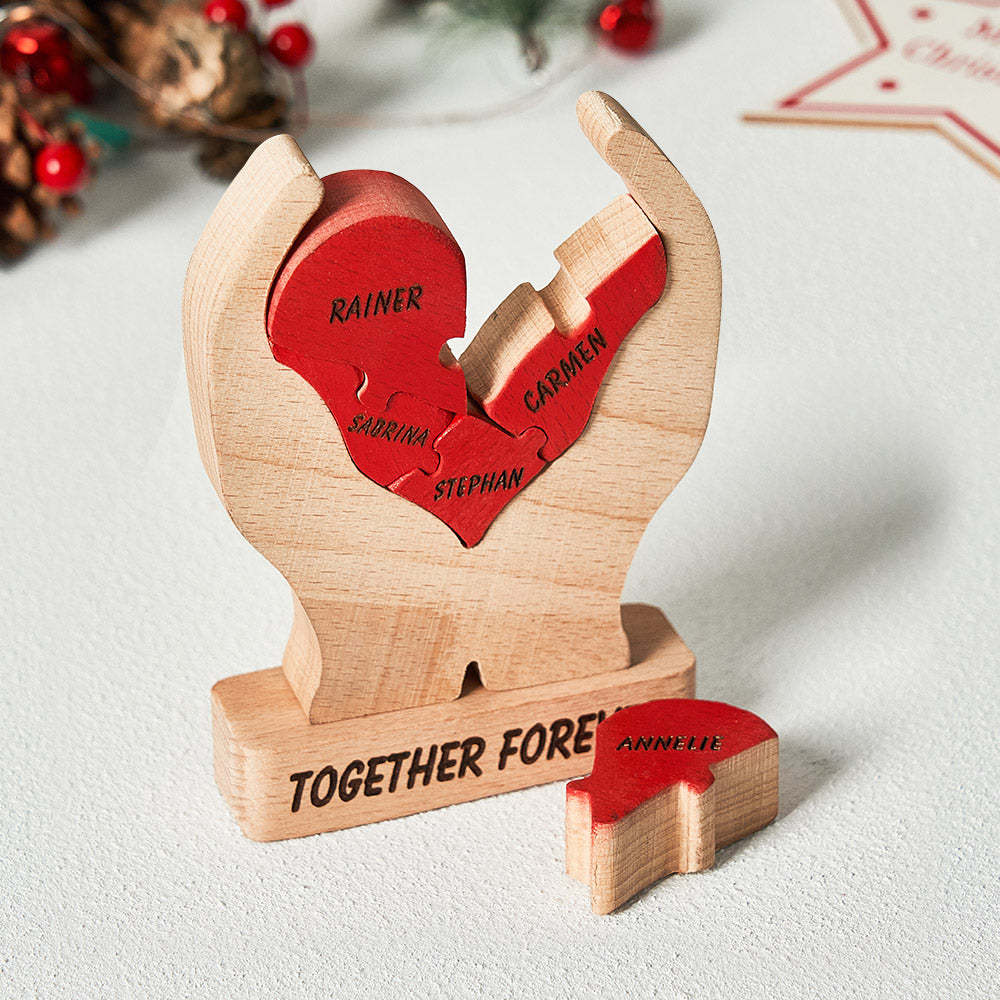Custom Names Wooden Heart Family Puzzle Home Decor Christmas Gifts - NameNecklace - myphotowallet