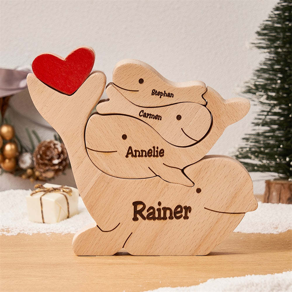 Custom Names Wooden Dolphins Family Puzzle Home Decor Christmas Gifts - NameNecklace - myphotowallet