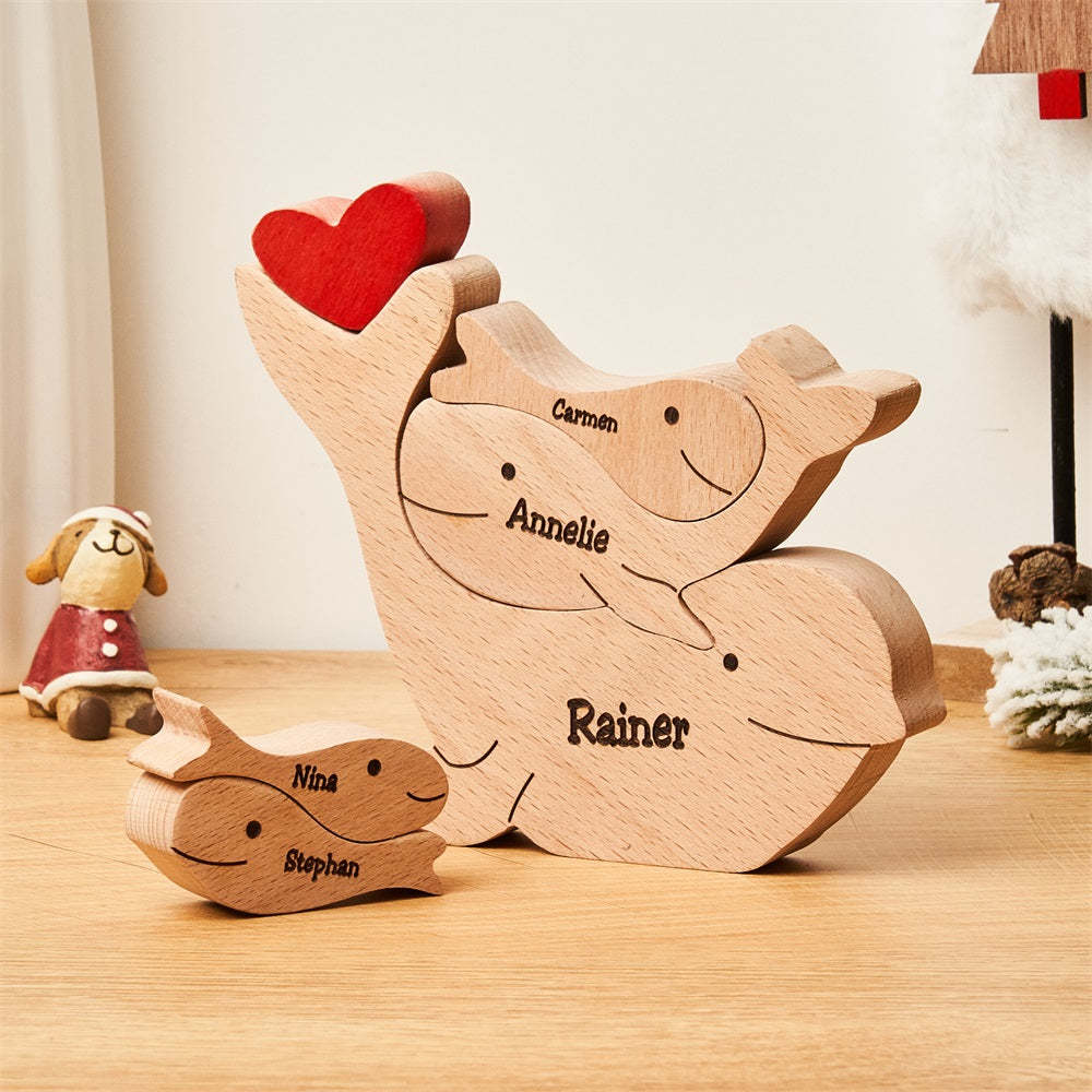 Custom Names Wooden Dolphins Family Puzzle Home Decor Christmas Gifts - NameNecklace - myphotowallet