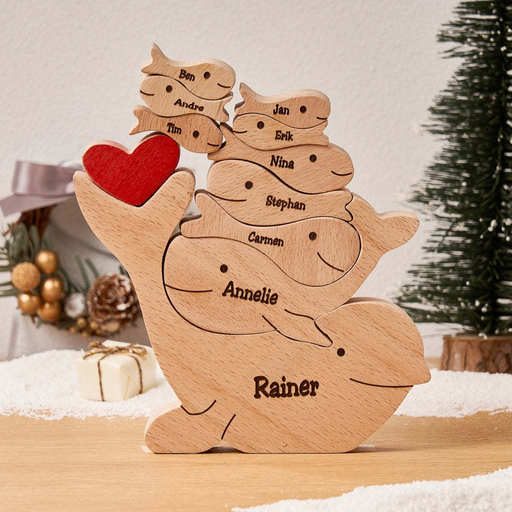 Custom Names Wooden Dolphins Family Puzzle Home Decor Christmas Gifts - NameNecklace - myphotowallet