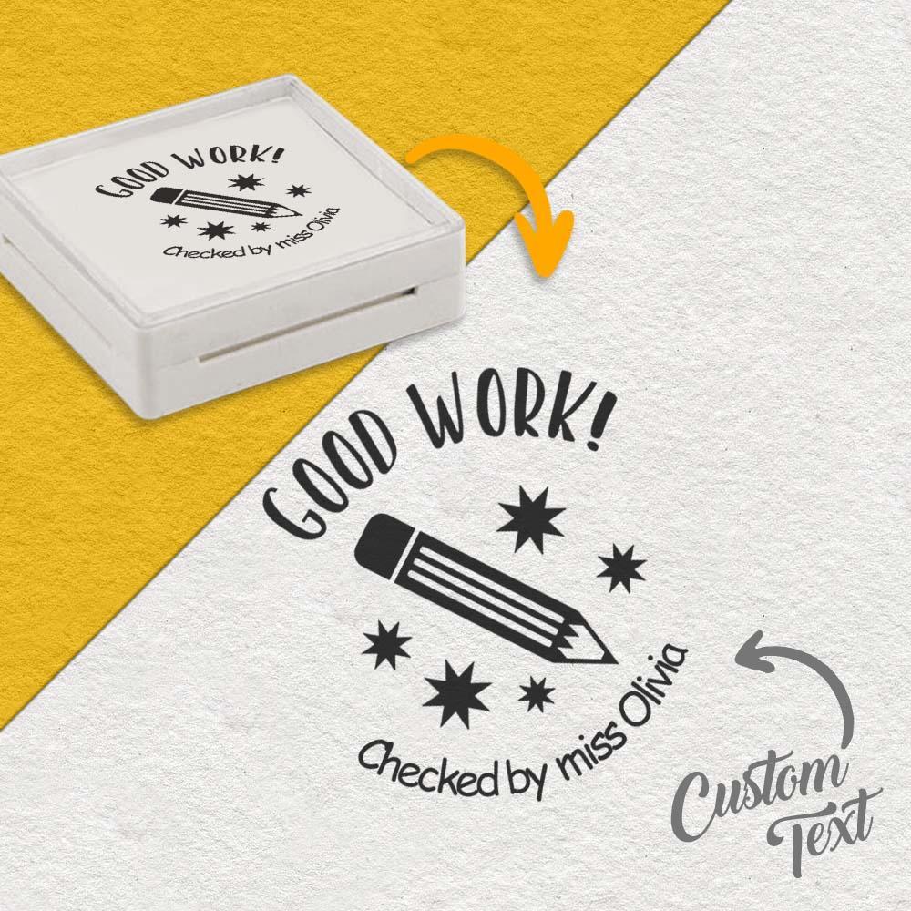Personalized Teacher Stamp for Grading Custom Teacher Stamps Self Inking Stamp School Stamp Custom classroom Stamp Teacher Stamper Round
