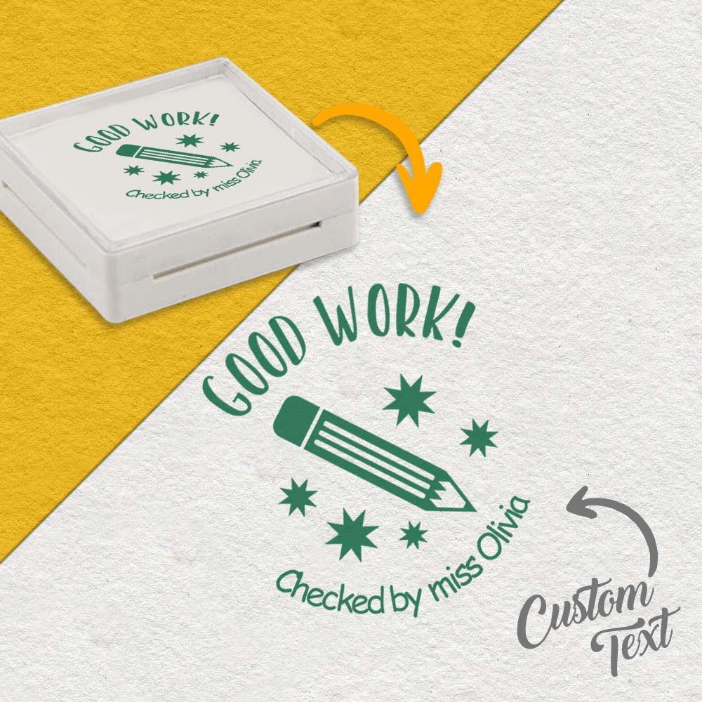 Personalized Teacher Stamp for Grading Custom Teacher Stamps Self Inking Stamp School Stamp Custom classroom Stamp Teacher Stamper Round