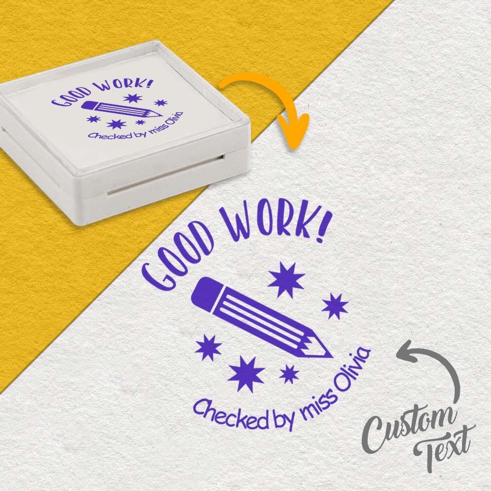 Personalized Teacher Stamp for Grading Custom Teacher Stamps Self Inking Stamp School Stamp Custom classroom Stamp Teacher Stamper Round