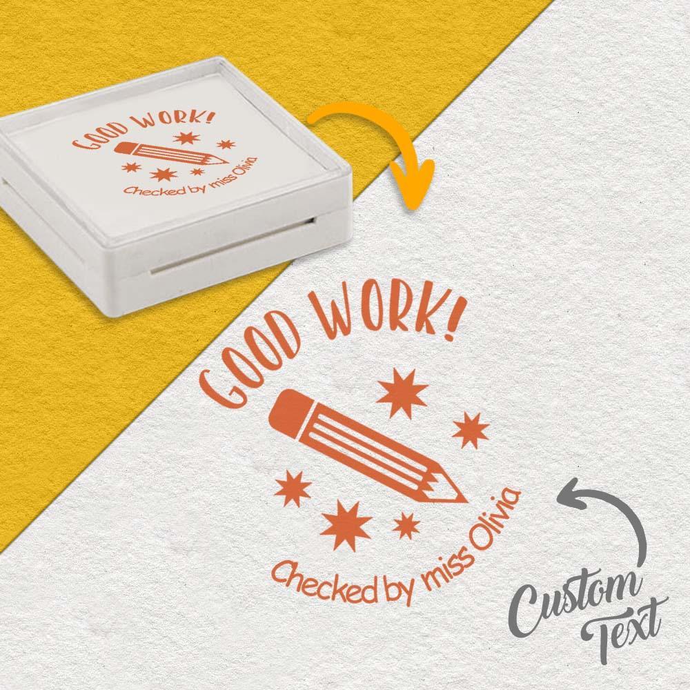 Personalized Teacher Stamp for Grading Custom Teacher Stamps Self Inking Stamp School Stamp Custom classroom Stamp Teacher Stamper Round