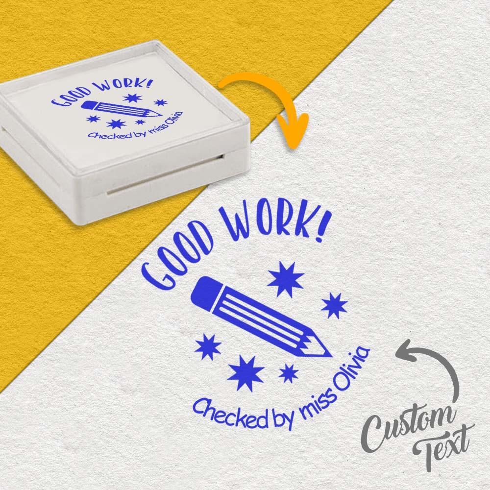 Personalized Teacher Stamp for Grading Custom Teacher Stamps Self Inking Stamp School Stamp Custom classroom Stamp Teacher Stamper Round