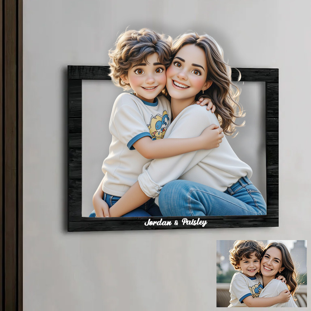 Mother's Day Gifts Personalized Cartoon Photo Wooden Frame