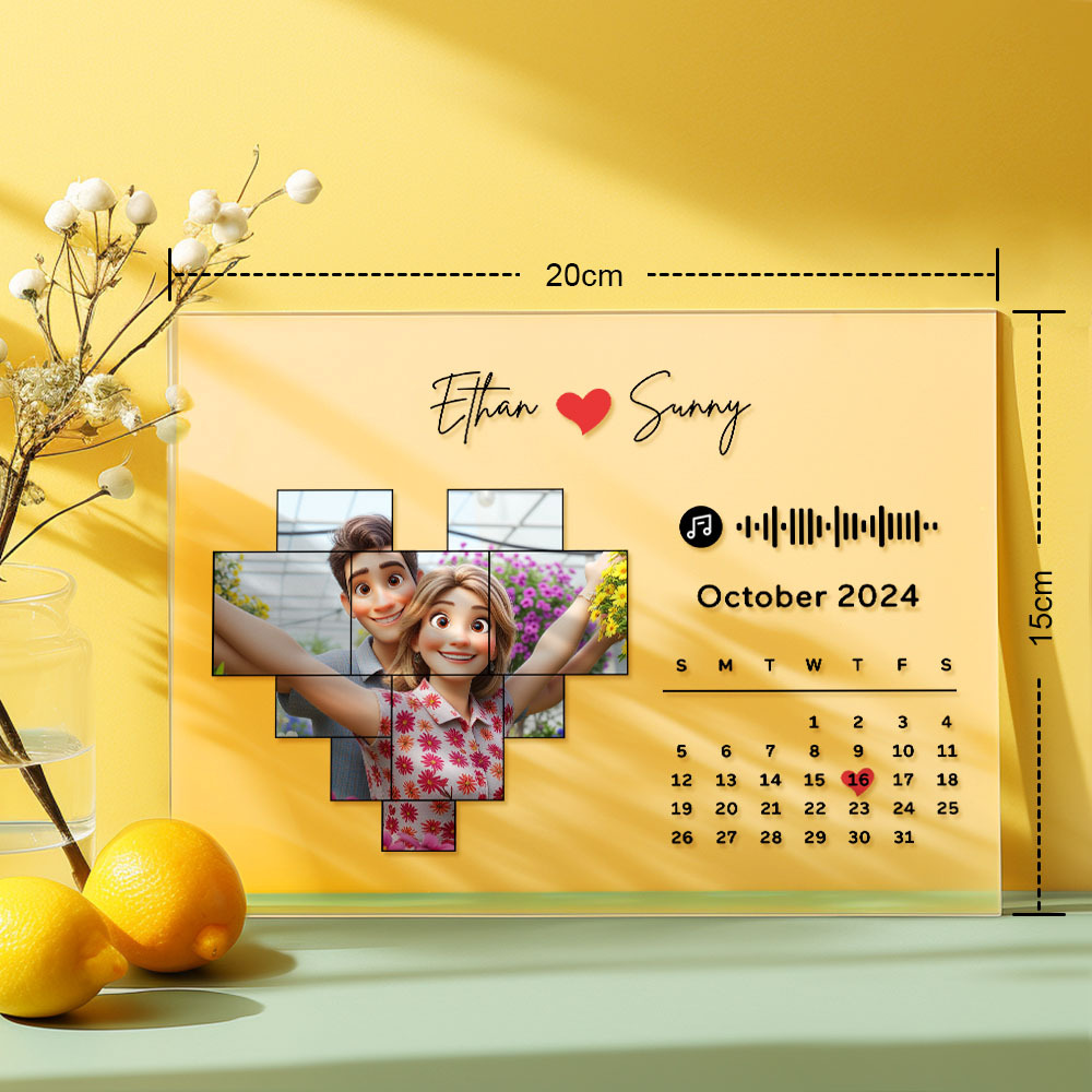 Valentine's Day Gifts Custom Spotify Acrylic Plaque Spotify Code Song Decoration Cartoon Photo Couple
