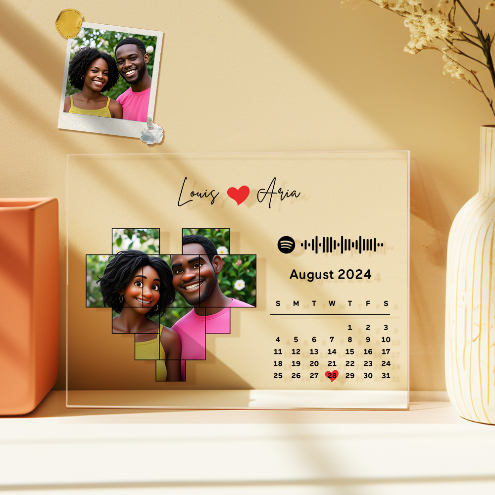 Valentine's Day Gifts Custom Spotify Acrylic Plaque Spotify Code Song Decoration Cartoon Photo Couple