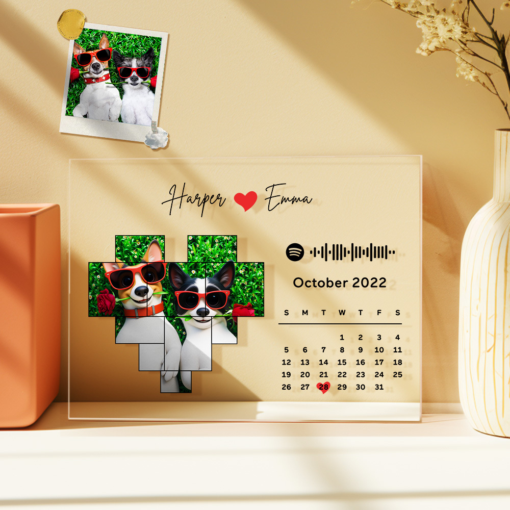 Valentine's Day Gifts Custom Spotify Acrylic Plaque Spotify Code Song Decoration Cartoon Photo Couple