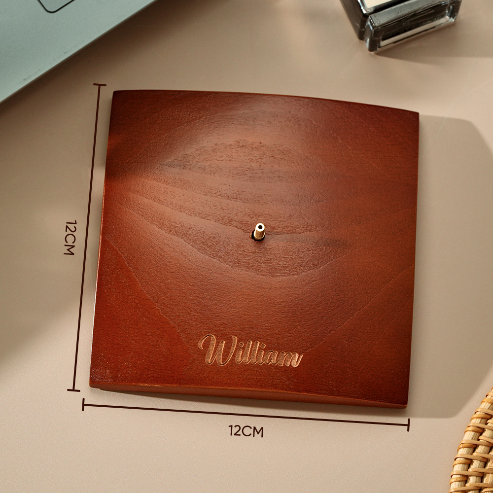 Moon Lamp 3D Printed Rotating Wooden Base with Custom Text - myphotowallet
