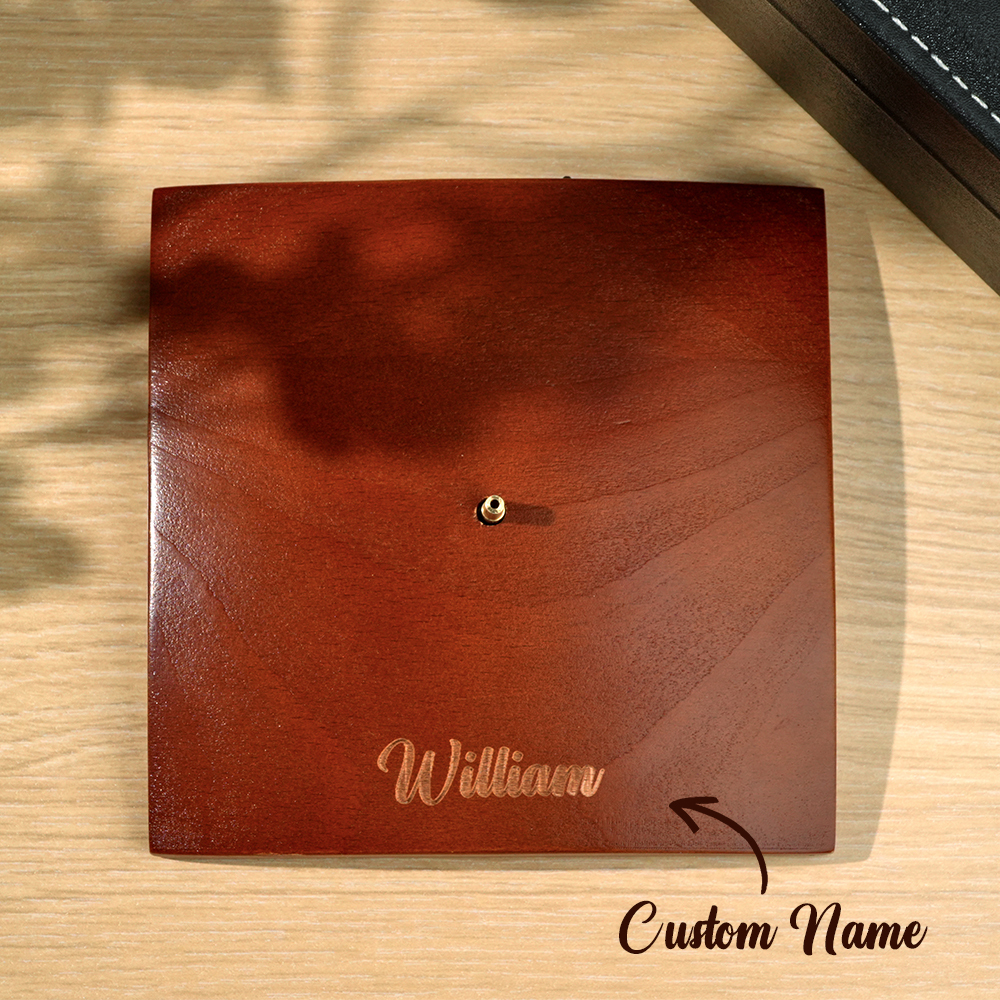 Moon Lamp 3D Printed Rotating Wooden Base with Custom Text - myphotowallet