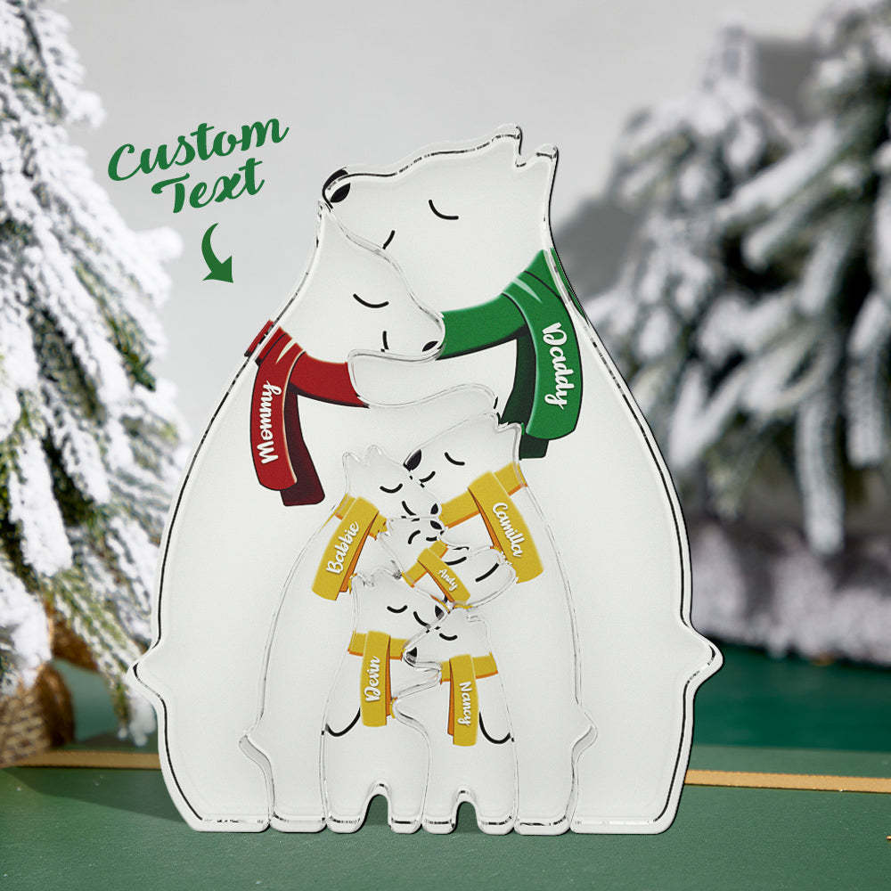 Custom Names Hugging Bear Family Acrylic Bear Family Puzzle Home Decor Christmas Gifts - NameNecklace - myphotowallet