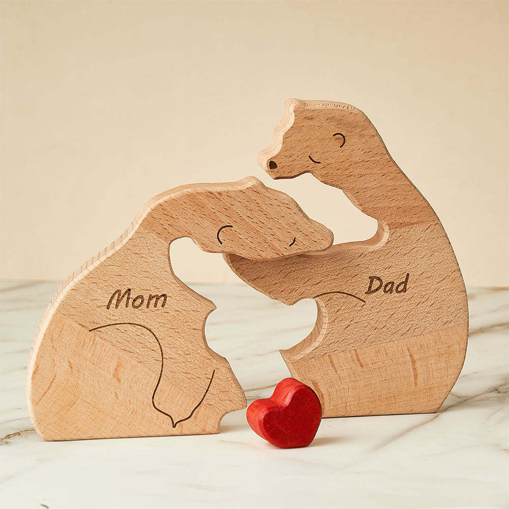 Custom Names Wooden Bears Family Block Puzzle Home Decor Gifts	 - myphotowallet