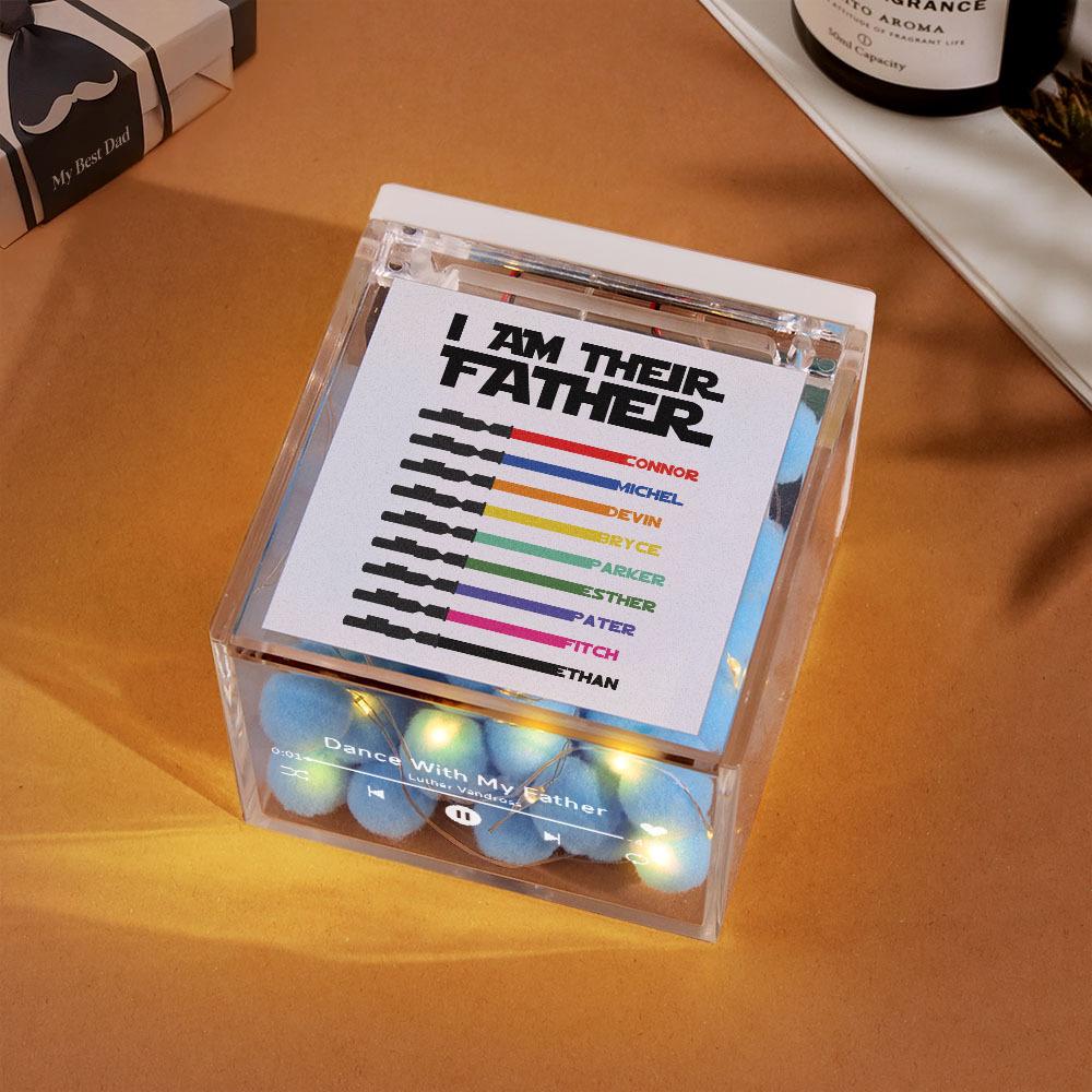 Personalized Light Saber Mini Vinyl Record Player I Am Their Father Acrylic Custom Automatic Music Player Gift for Dad On Father's Day