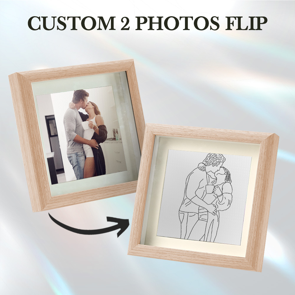 Custom Line Drawing from Photo Lenticular Photo Portrait Frame Gifts