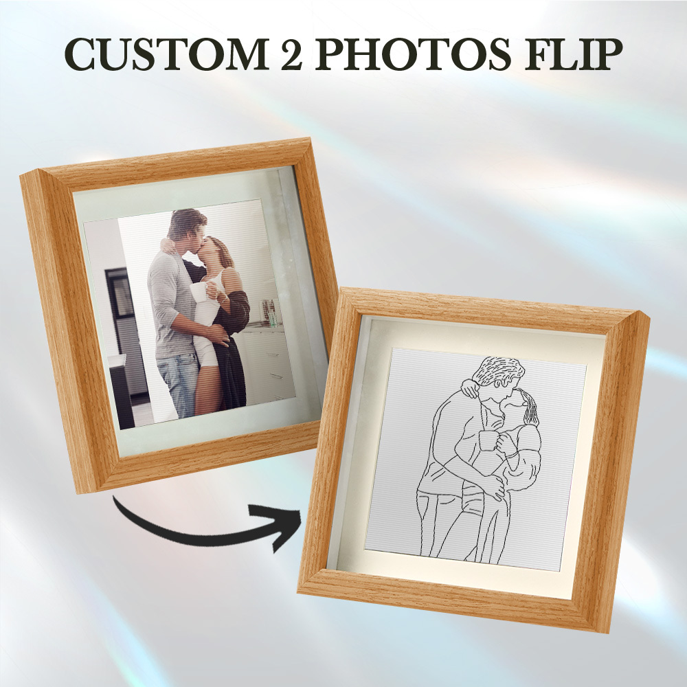 Custom Line Drawing from Photo Lenticular Photo Portrait Frame Gifts