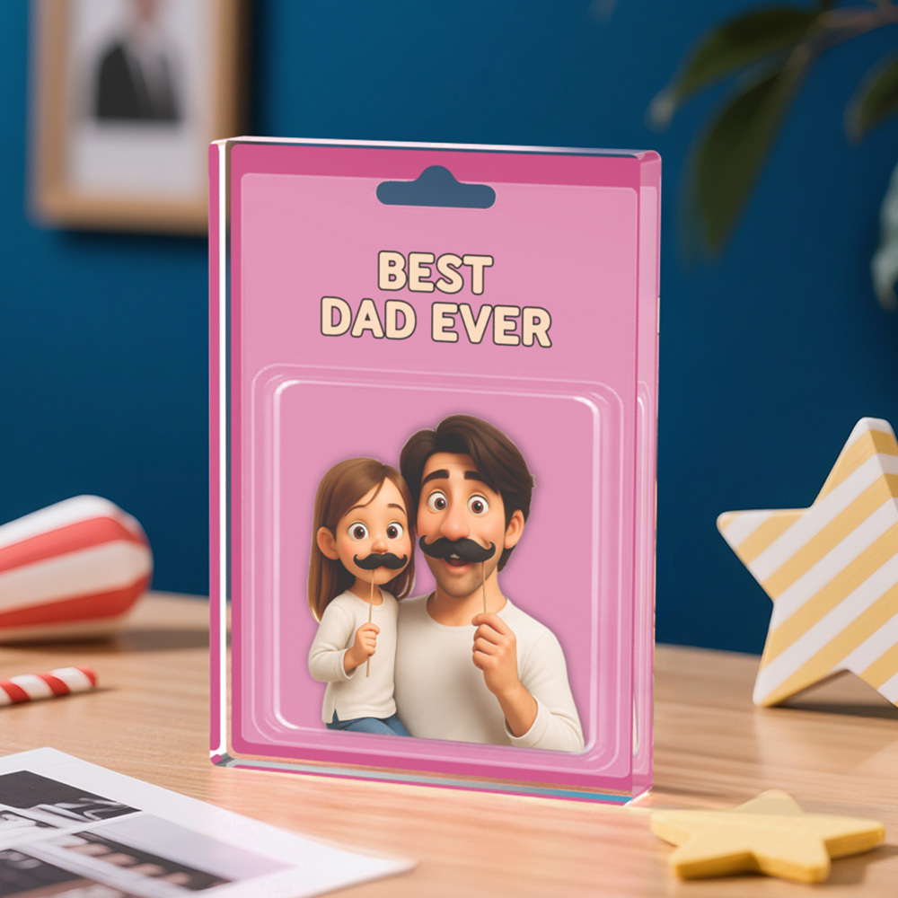 Personalisierter Foto Opa Und Enkel Actionfigur Acrylblock, Personalisiertes Vatertagsgeschenk Für Großvater, Geschenk Für Papa Von Kindern