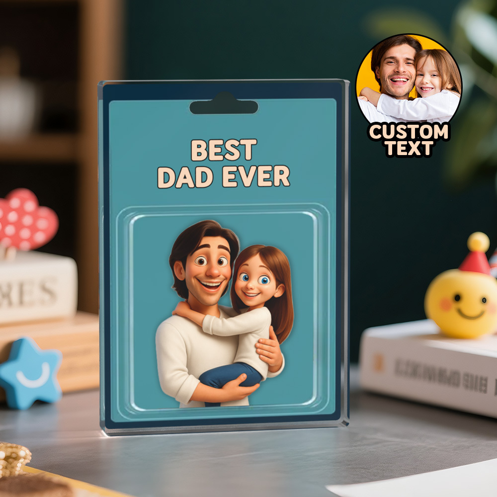 Personalisierter Foto Opa Und Enkel Actionfigur Acrylblock, Personalisiertes Vatertagsgeschenk Für Großvater, Geschenk Für Papa Von Kindern