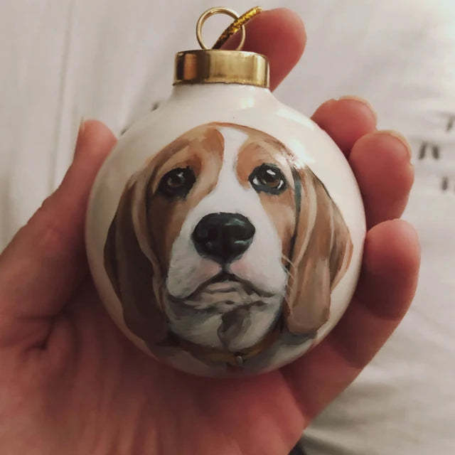 Personalized Pet Face Portrait Ornaments in Artfully Printed Hand-Painted Watercolor Style Custom Christmas Gift -