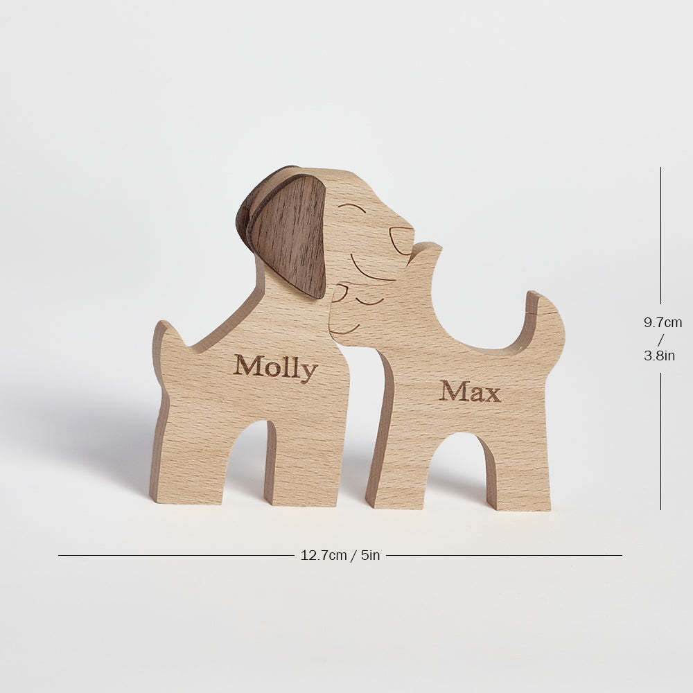 Love Couple Dog Wooden Blocks Custom Name Table Decor Vallentine's Day Gifts - NameNecklace - myphotowallet