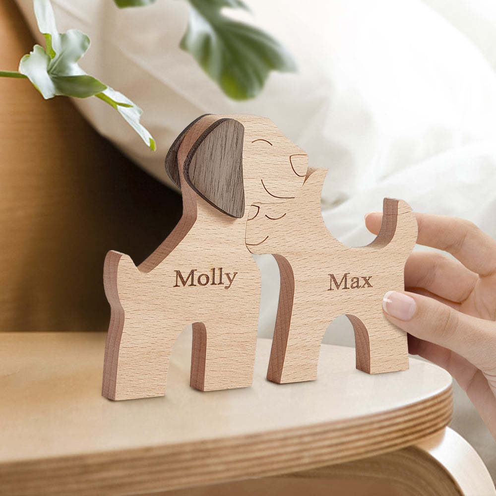 Love Couple Dog Wooden Blocks Custom Name Table Decor Vallentine's Day Gifts - NameNecklace - myphotowallet