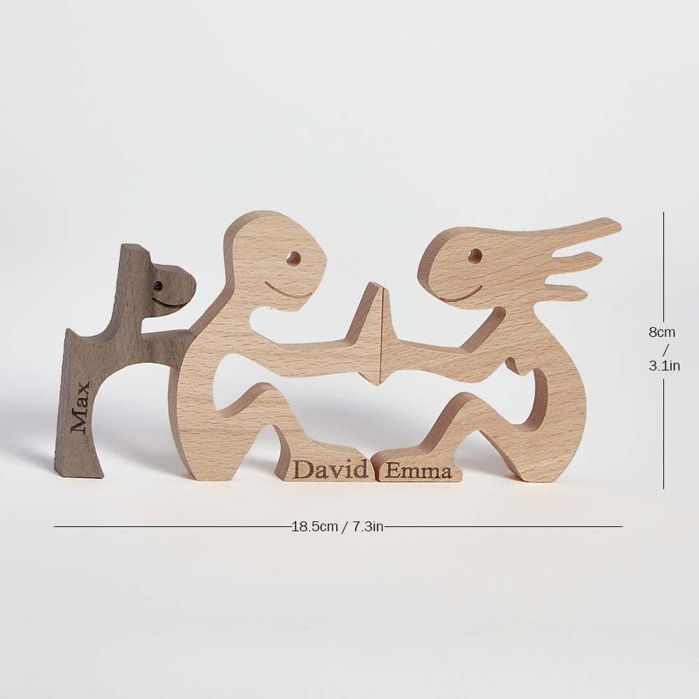 Love Couple and Dog Wooden Blocks Custom Names Table Decor Vallentine's Day Gifts - NameNecklace - myphotowallet